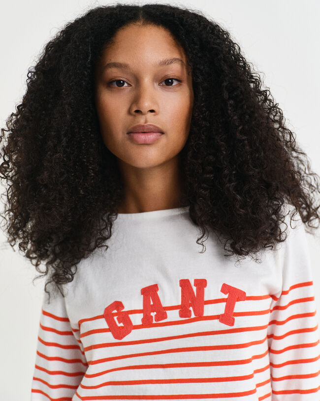 T-shirt met Bretonse strepen en boothals