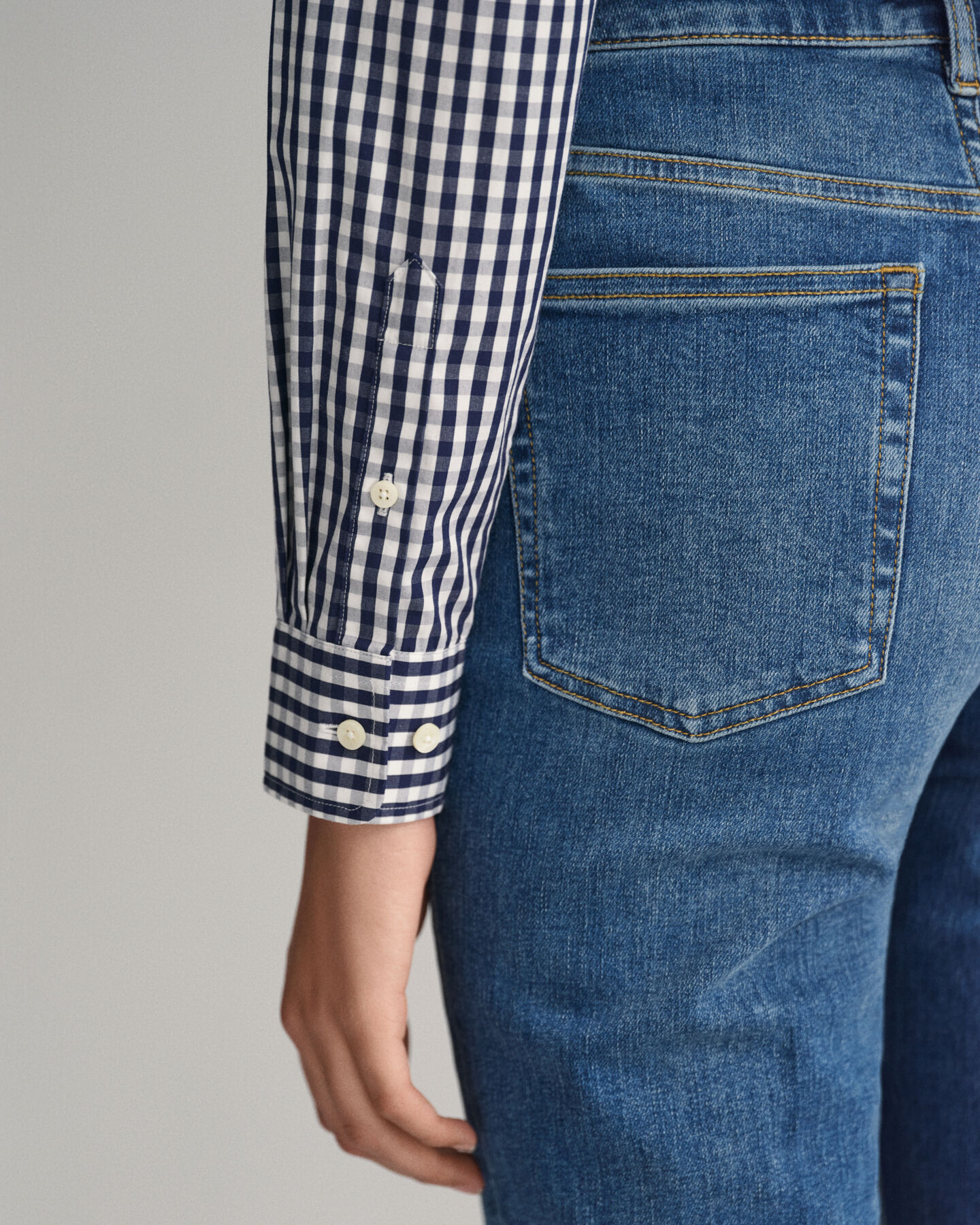 Regular Fit poplin overhemd met Gingham-ruitje