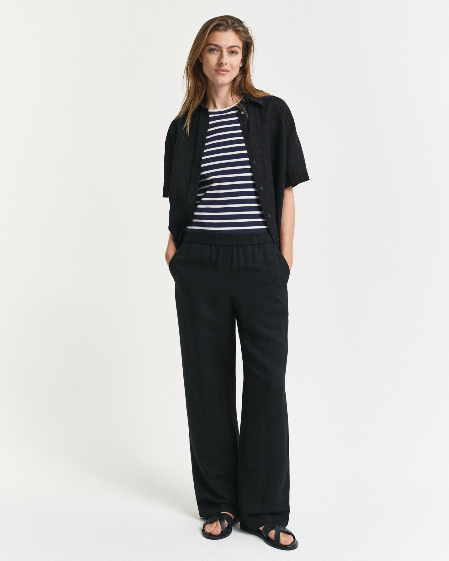 Relaxed Fit Pull-On broek van linnenmix