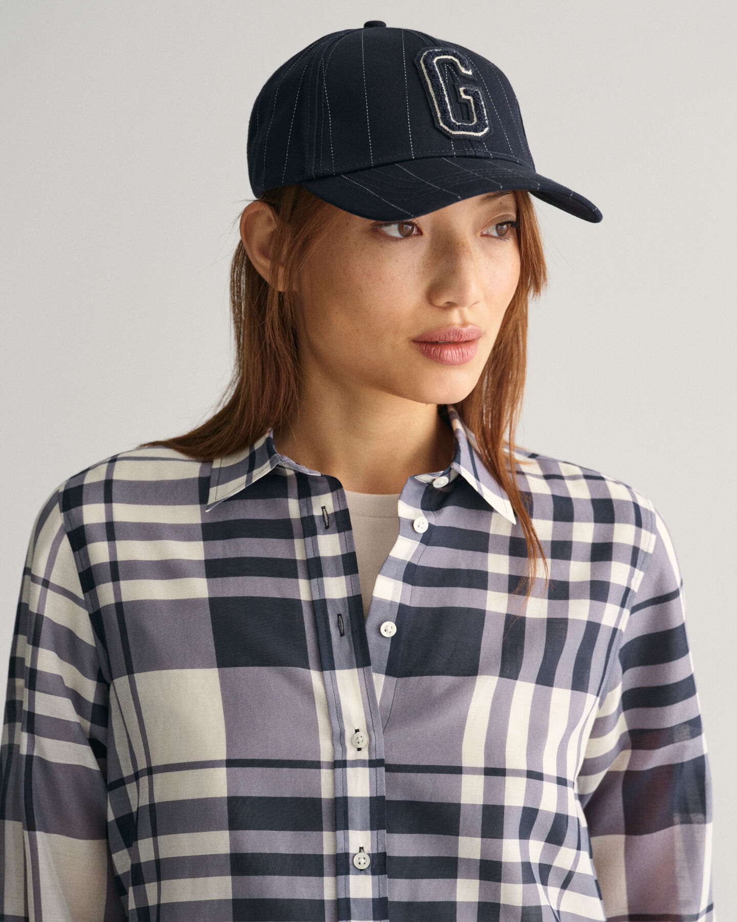 Regular Fit geruit overhemd van katoen en zijde