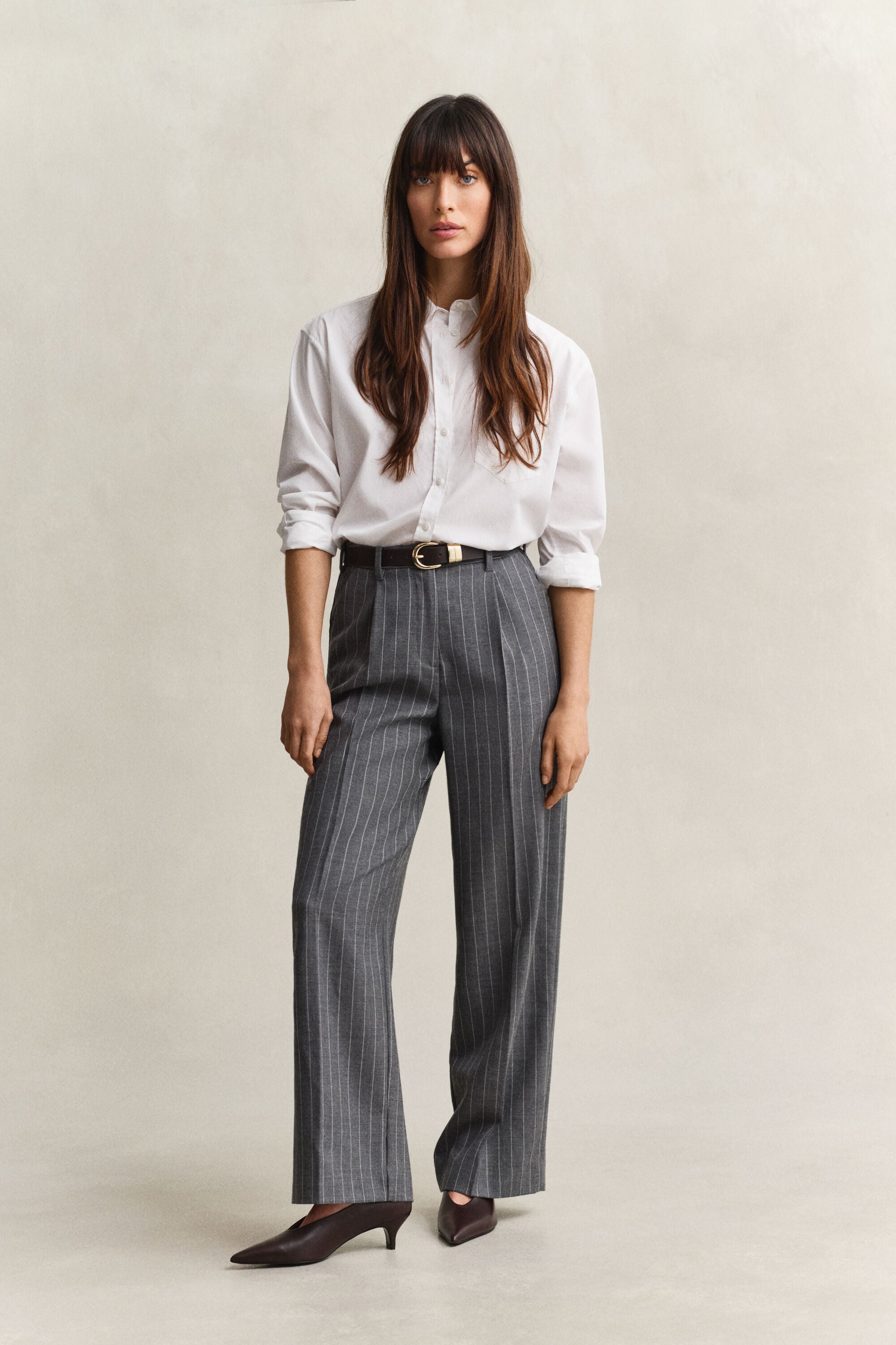 Wollen broek met krijtstreep