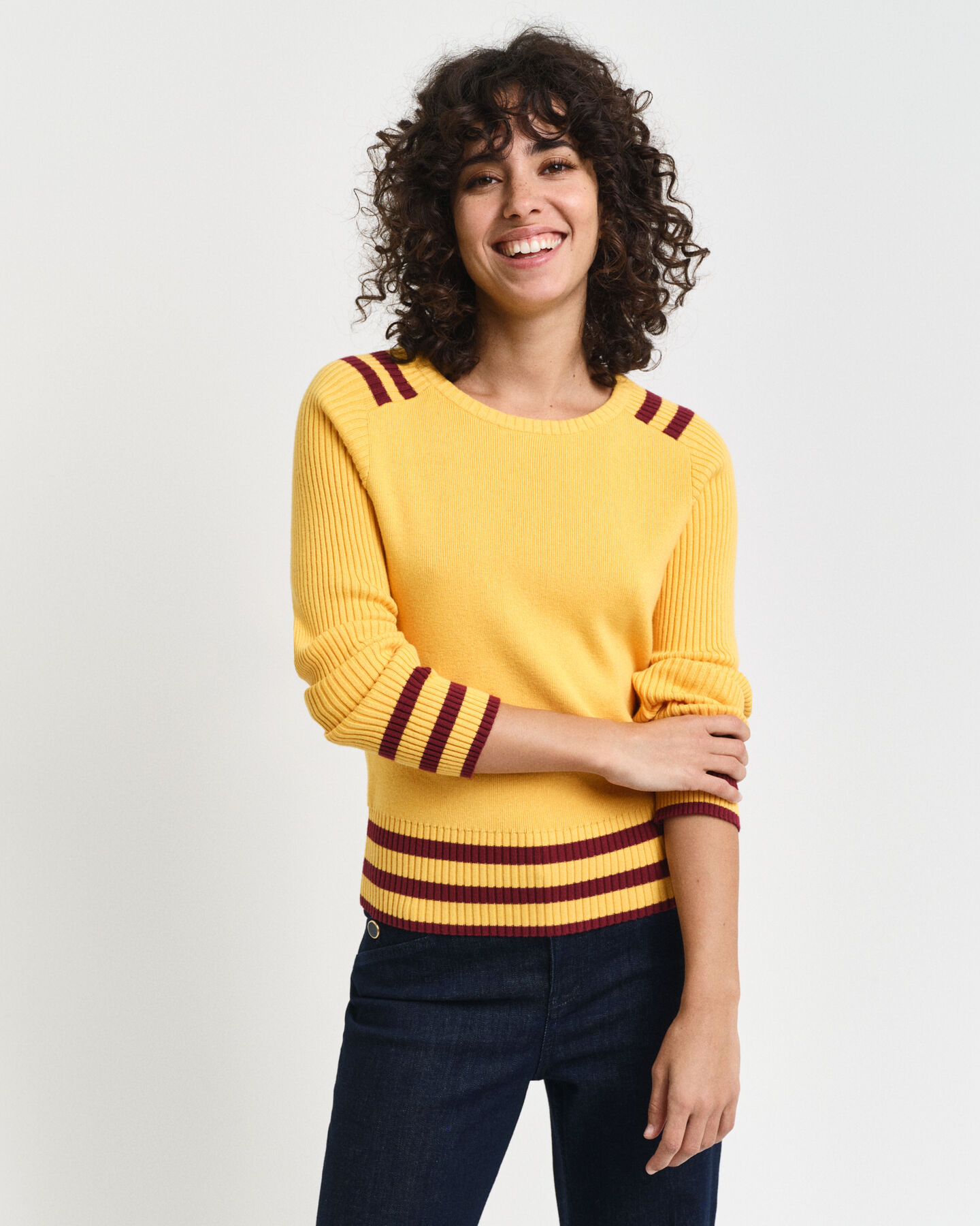 Sweater met ronde hals en contrasterend detail