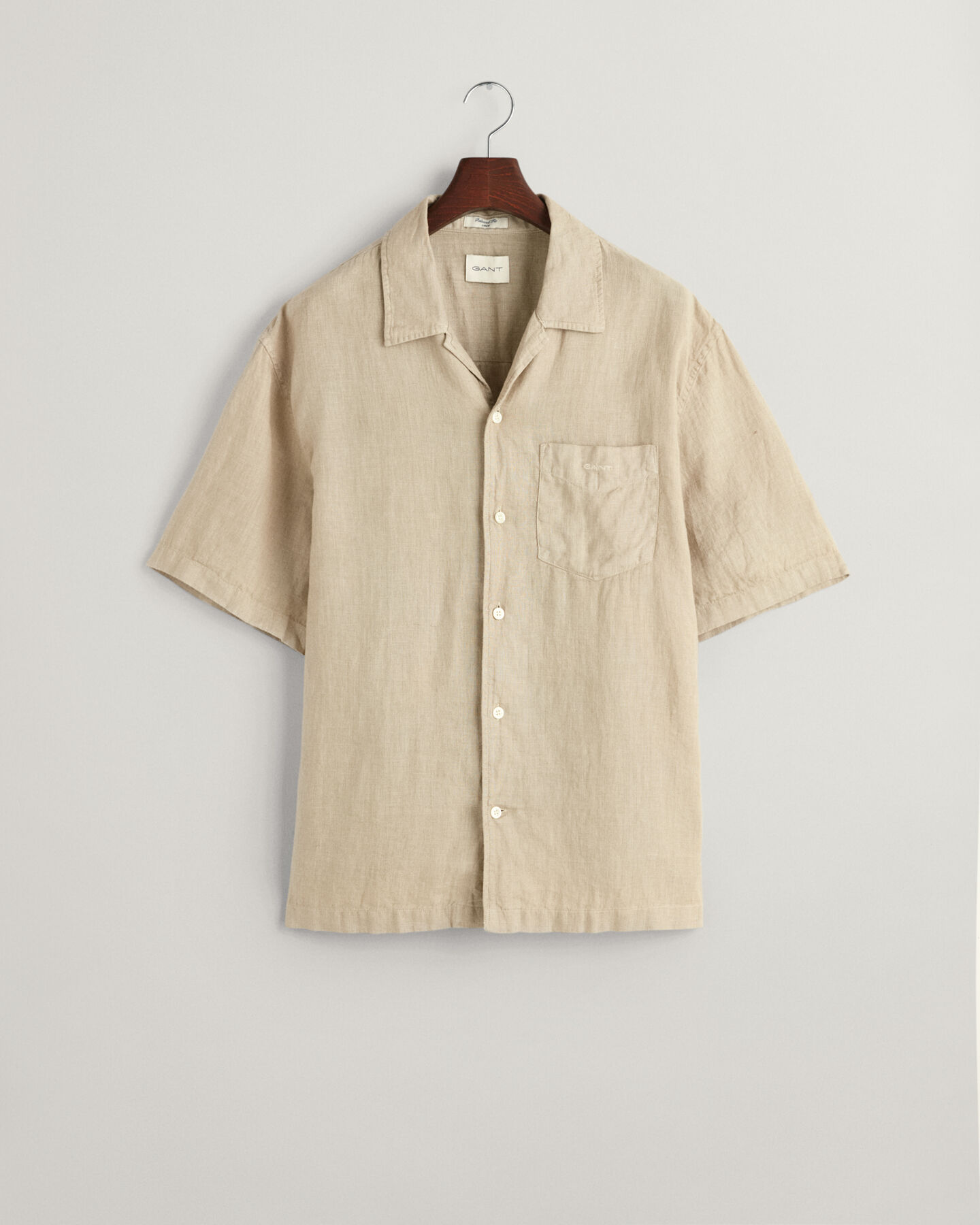 Relaxed Fit speciaal geverfd linnen overhemd met korte mouwen