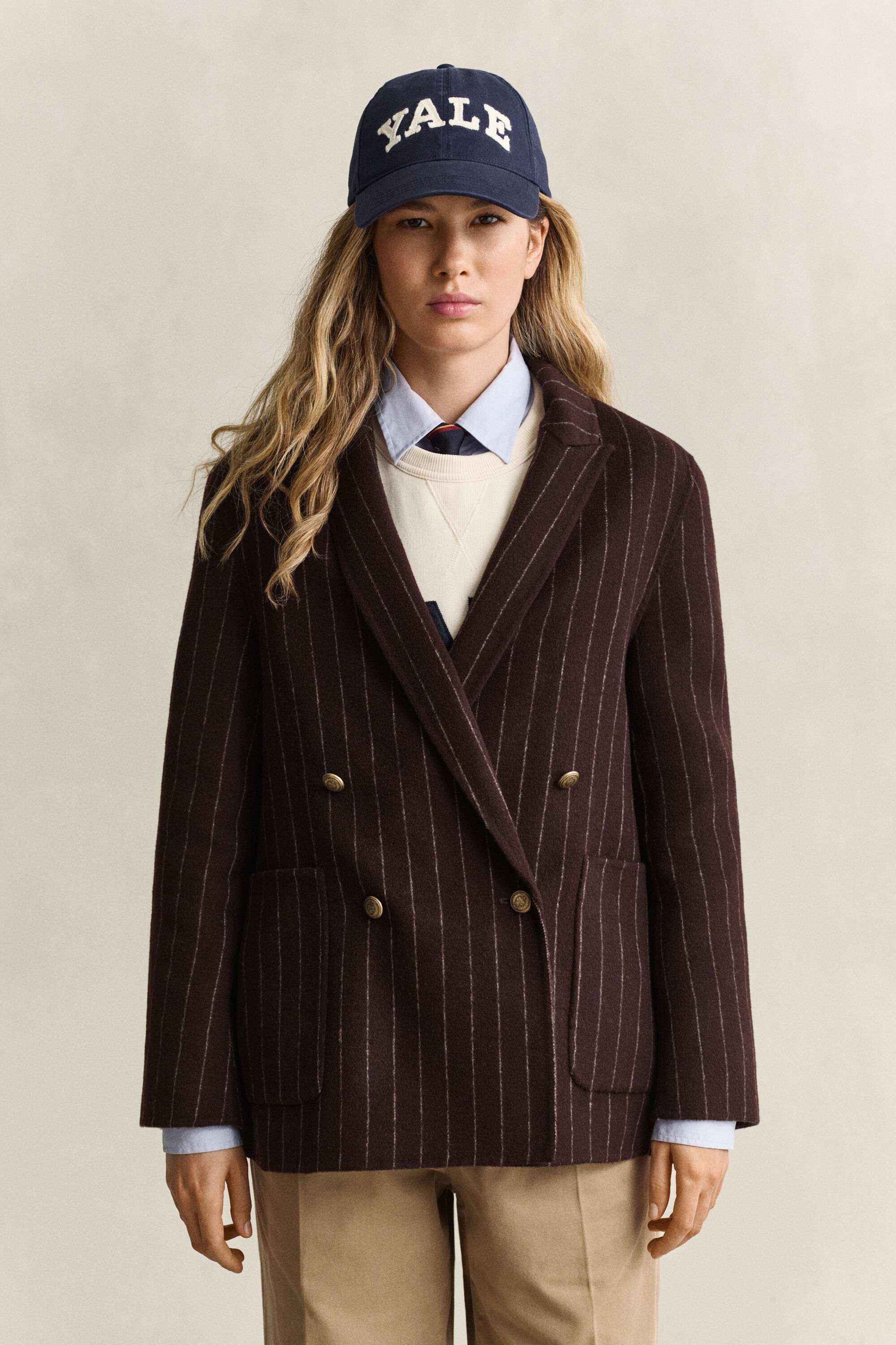 Gant x Yale handgestikte blazer met krijtstreep