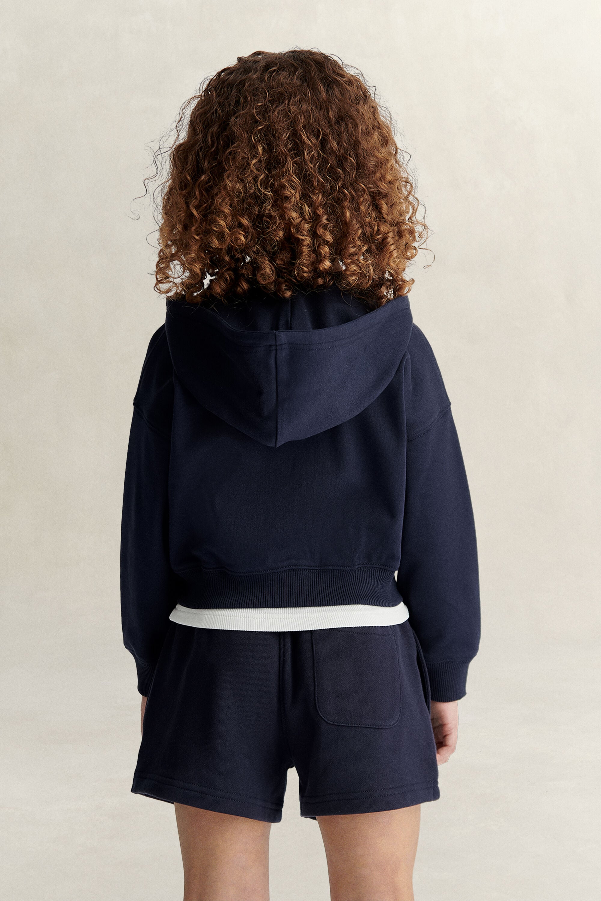 Girls cropped Shield hoodie met ritssluiting