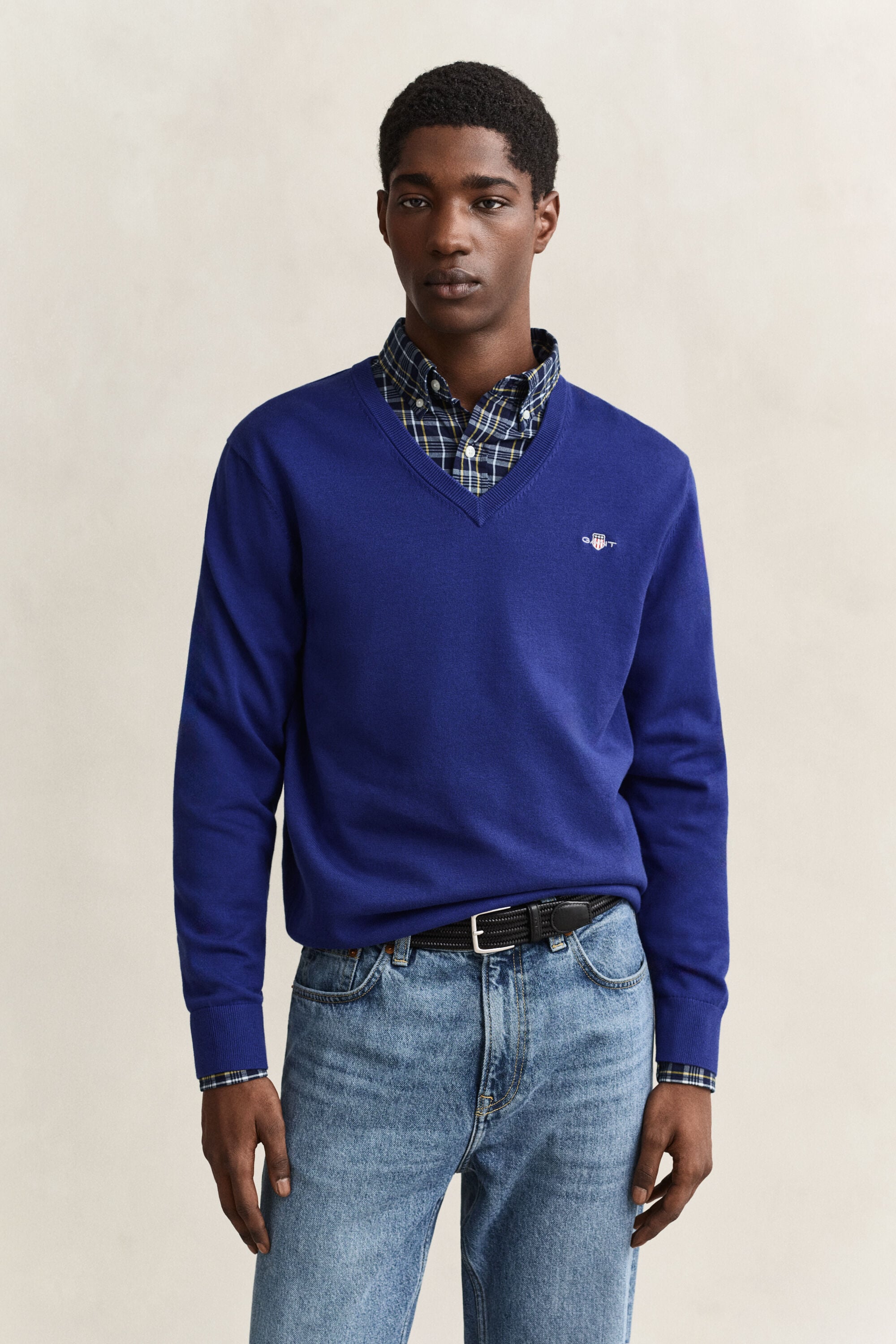 Klassieke sweater van katoen met V-hals