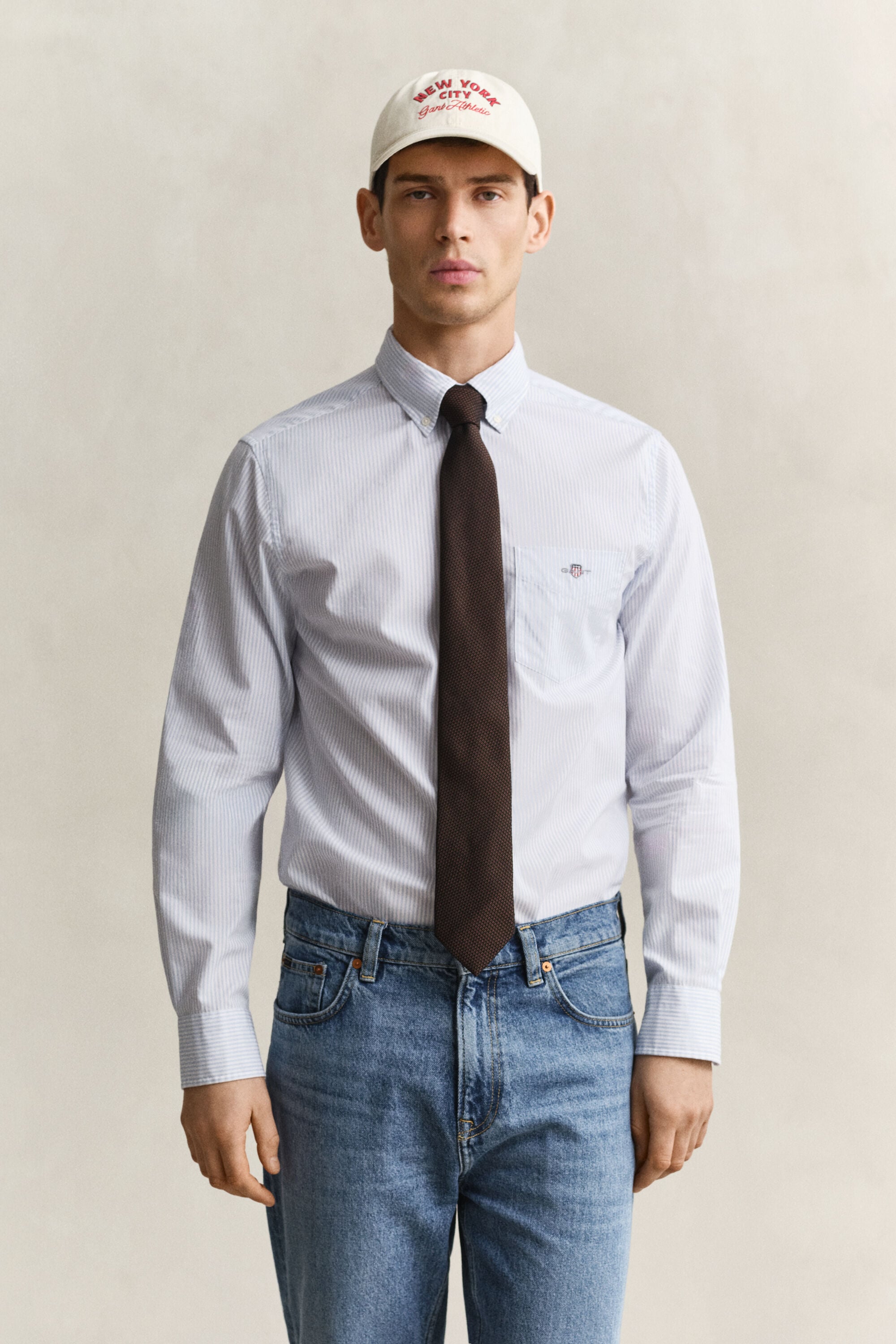 Classic Regular gestreept poplin overhemd