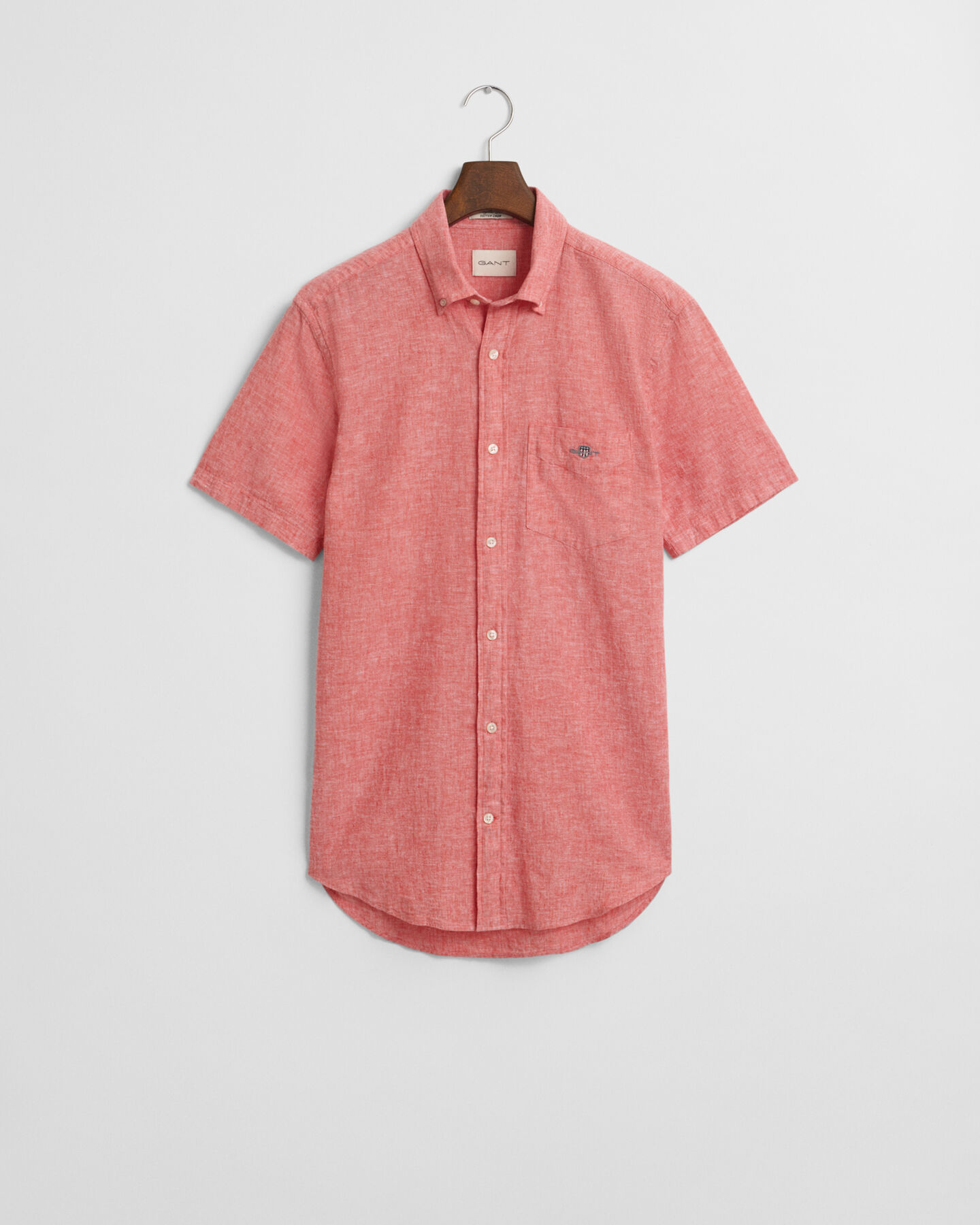 Regular Fit overhemd met korte mouwen van katoen en linnen