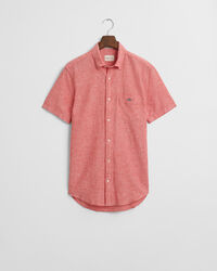 Regular Fit overhemd met korte mouwen van katoen en linnen
